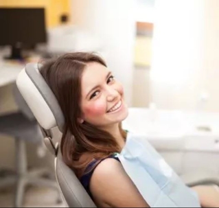 Woman in a dental chair